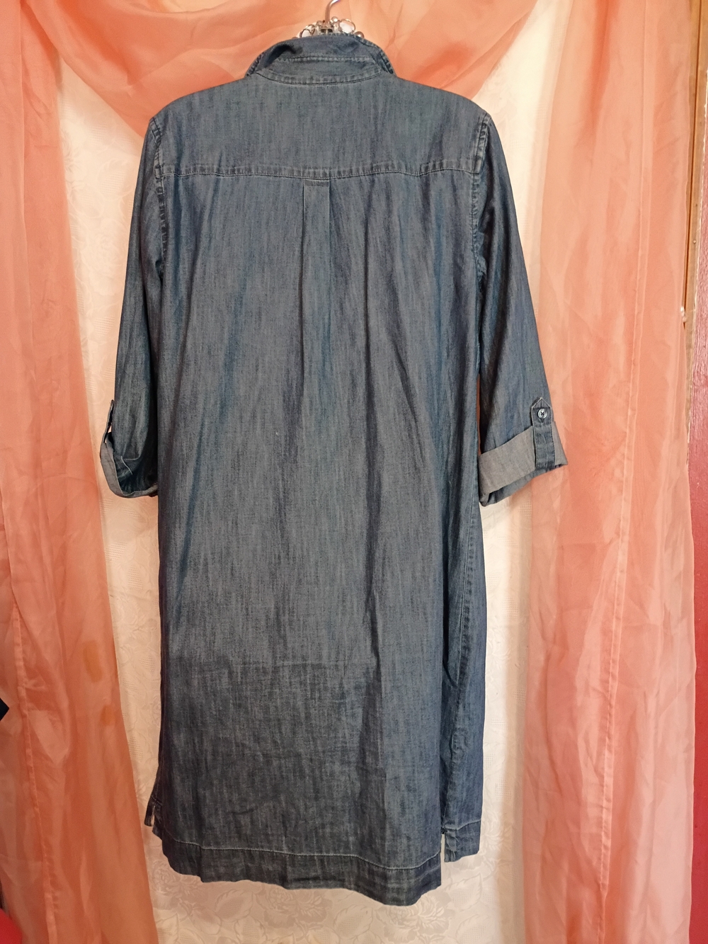 LOFT Ladies Chambray Denim Button-Front Midi Shirt Dress Sz 10 - Picture 5 of 7